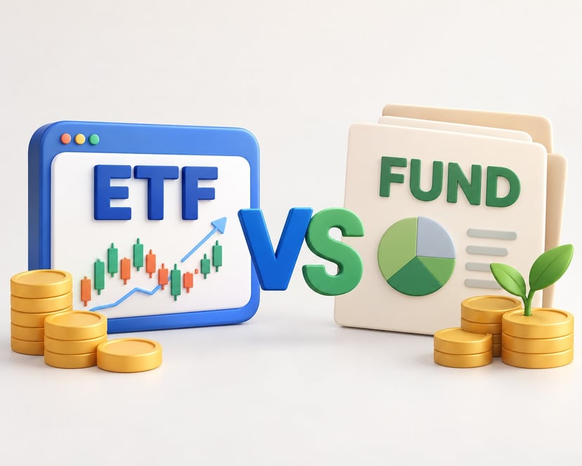 ETF와 펀드 비교 일러스트