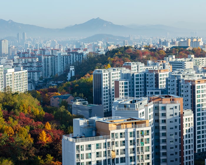 위에서 바라본 아파트 단지