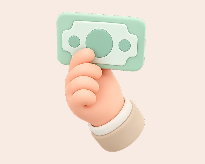 3D 지폐와 손